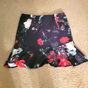 Express Floral Stretch Midi/Mini Skirt